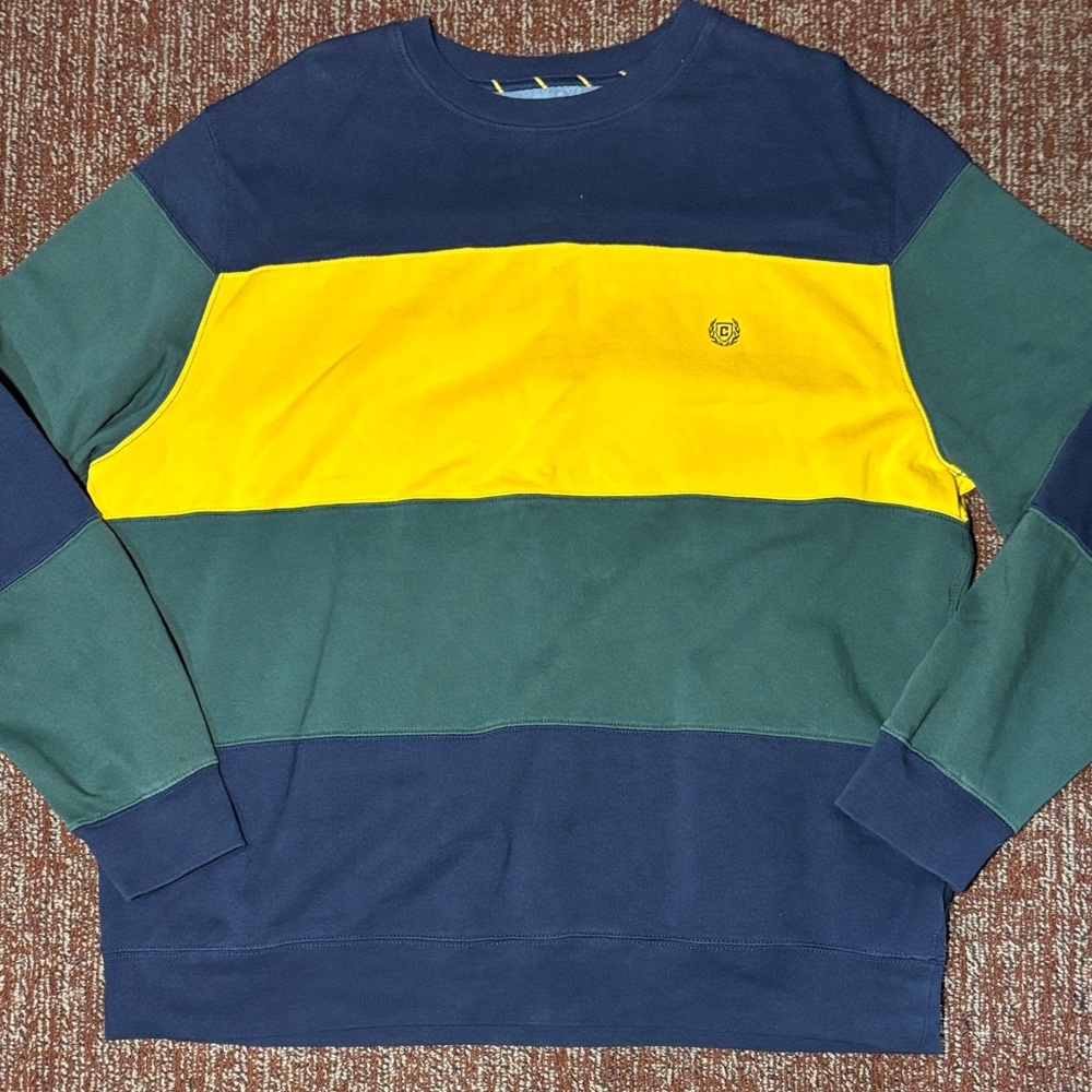Vintage Chaps Navy, Green, and Yellow Crewneck Sweater colorblock men’s xxl
